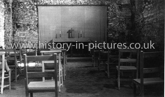 Interior of Chapel of St Peter-on-the-Wall, Bradwell-on-Sea, Essex. c.1920